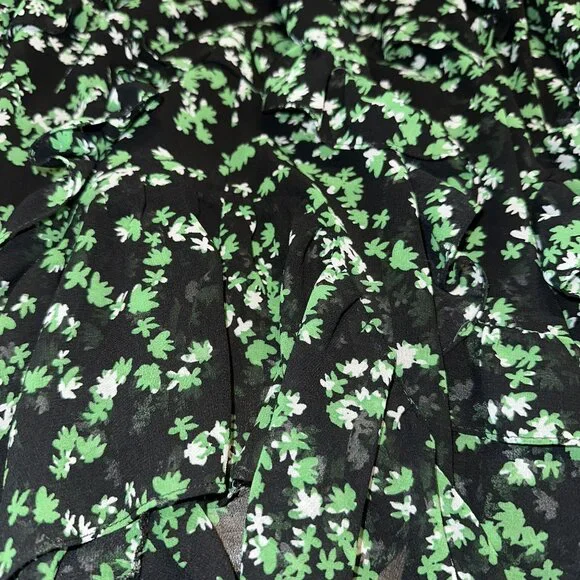 MISA Los Angeles Dakota Green Mini Blooms Midi Dress Women's X-Small XS